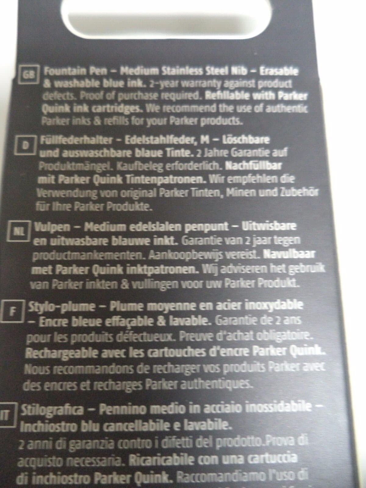 Parker FOUNTAIN PEN JOTTER LONDON INK MED STAINLESS 2031014 BLACK BARREL FRANCE 5