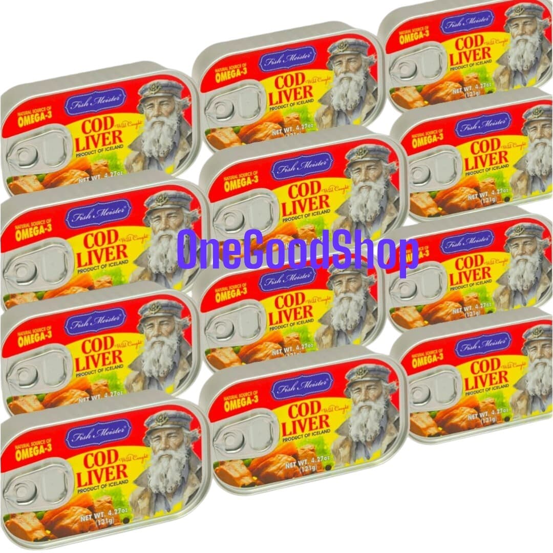 Fish Meister COD LIVER Canned in Oil - Wild Caught Cod Liver with Omega-3 Fatty