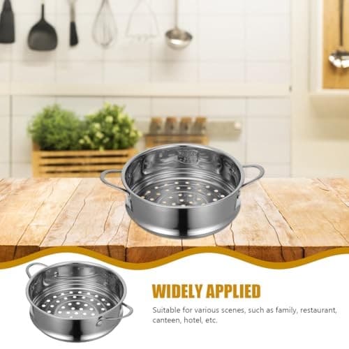 Stainless Steel Steamer Stackable Steamer Basket Steaming Insert 17.6X16X5.8CM 3