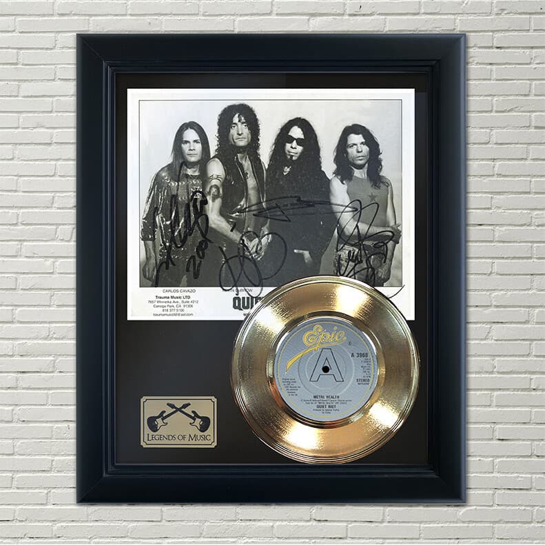 Quit Riot "Mental Health" Framed Gold Record Reproduction Signatures