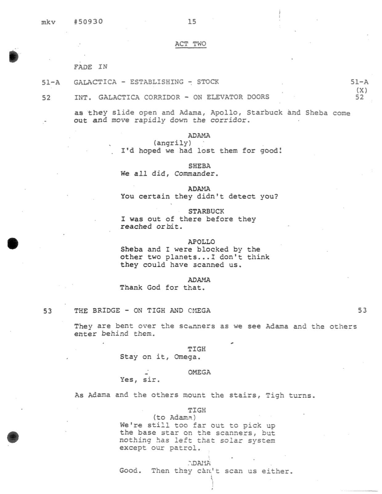 Classic Battlestar Galactica TV Script "The Hand of God" (3/21/1979) - Reprint 5