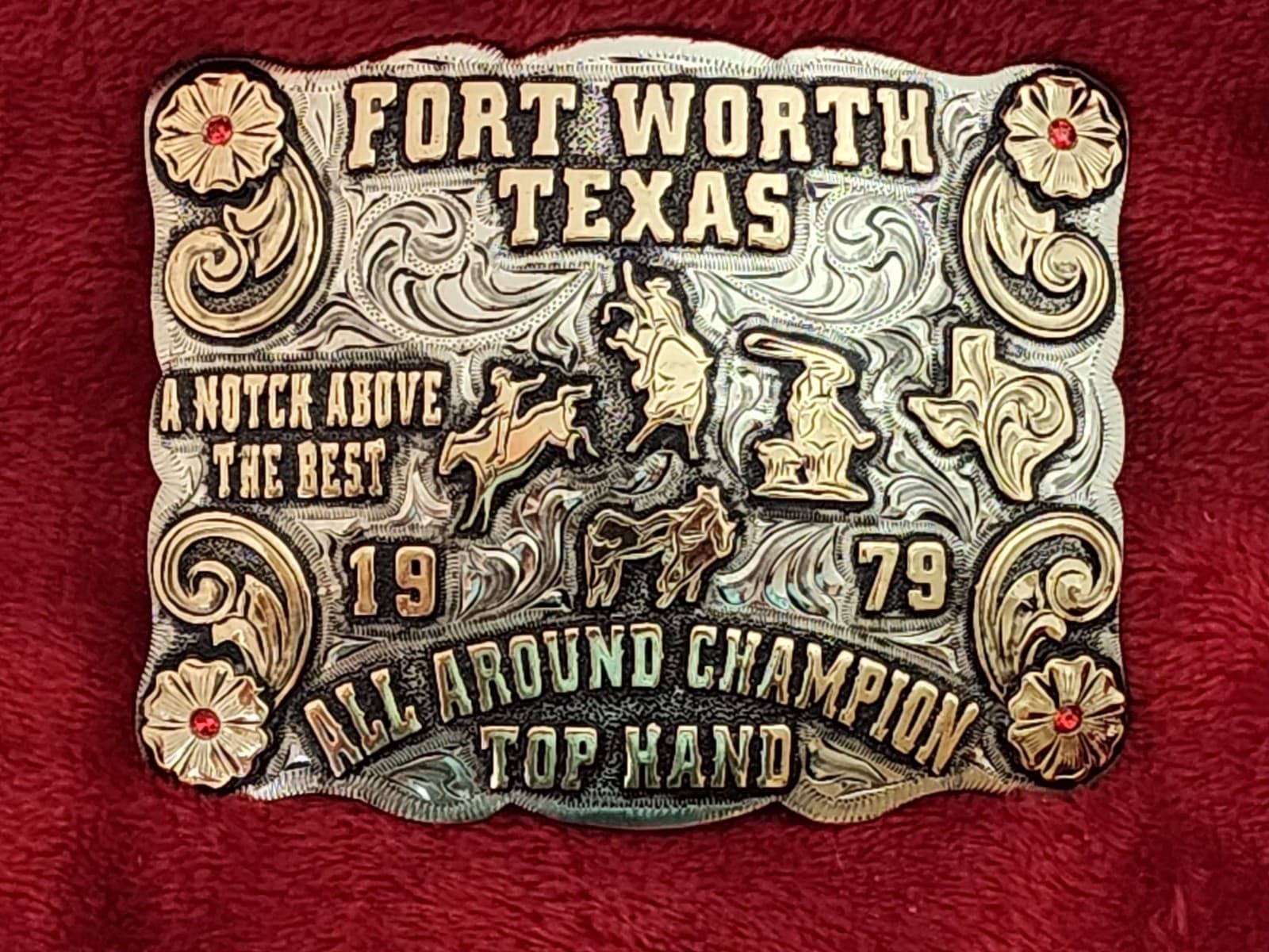 Rodeo☆1979☆All Around X-TREME Champion Trophy Buckle☆Fort Worth Texas☆Rare☆W11