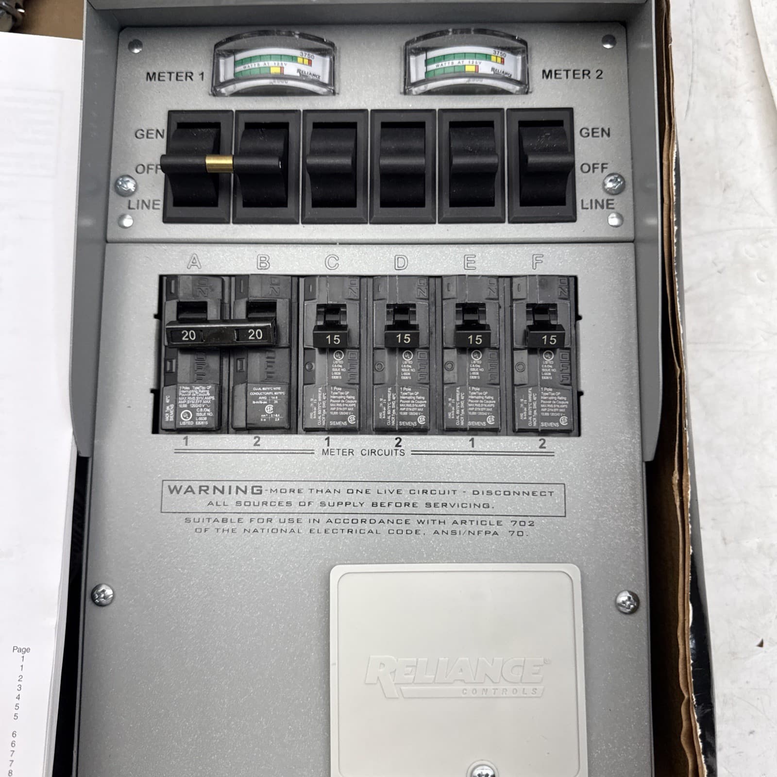 Reliance Controls Backup Power Transfer Switch Kit 3006HDK (OB) 6