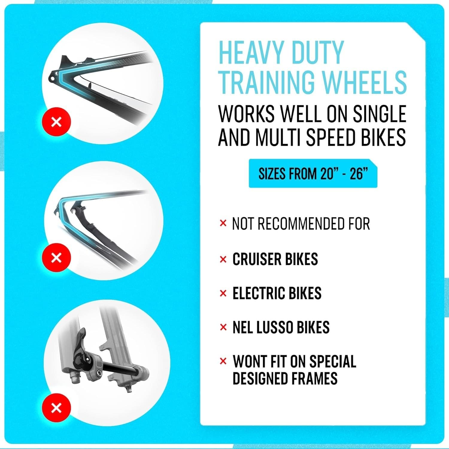 Heavy Duty Adjustable Training Wheel, Fits 24 to 29 Inches Bicycles 2