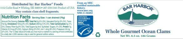Bar Harbor Whole Gourmet Ocean Clams - 6.5 oz can 4