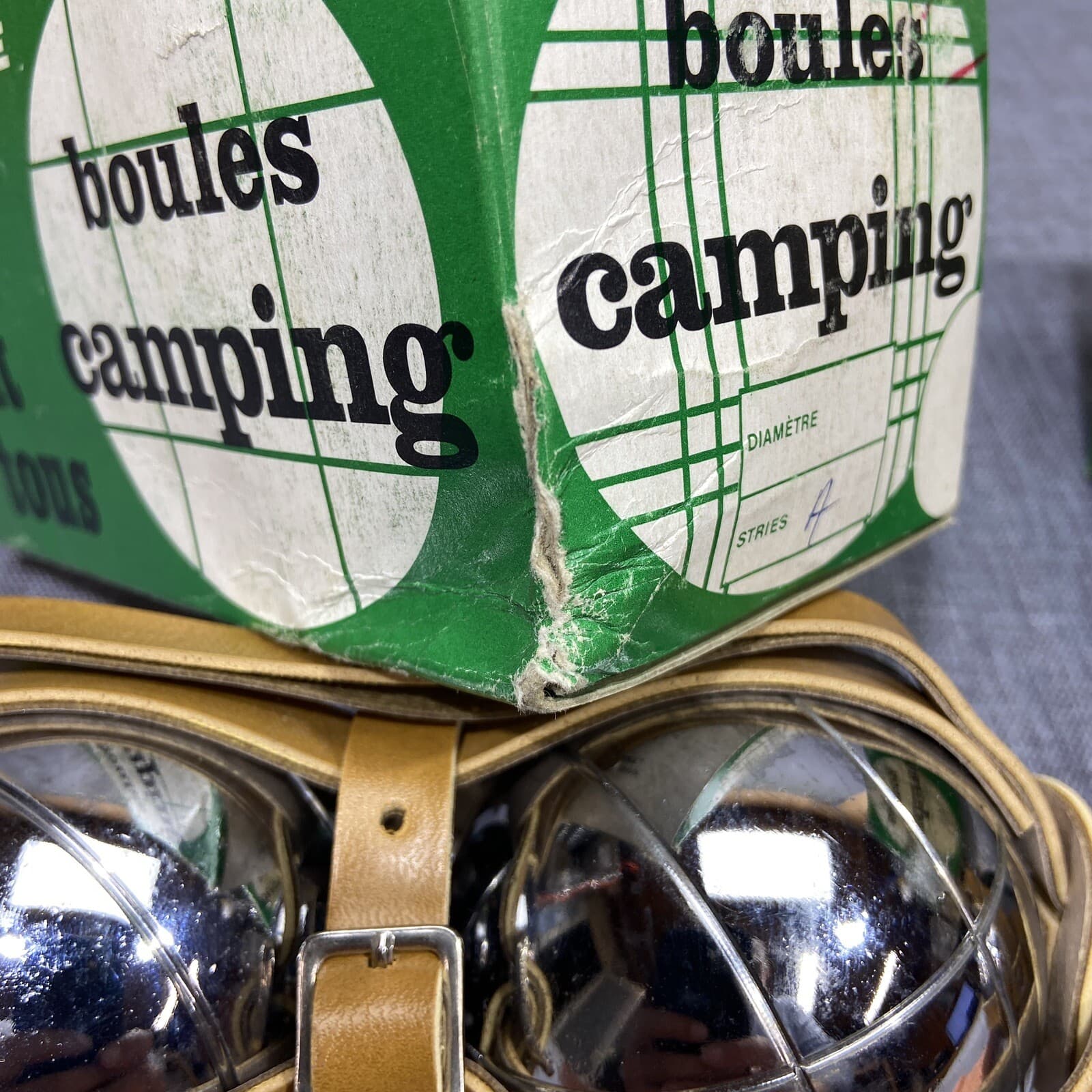 Petanque Jeu de Boules Lawn Bowling Ball Game Set & Box Metal Vintage French 5