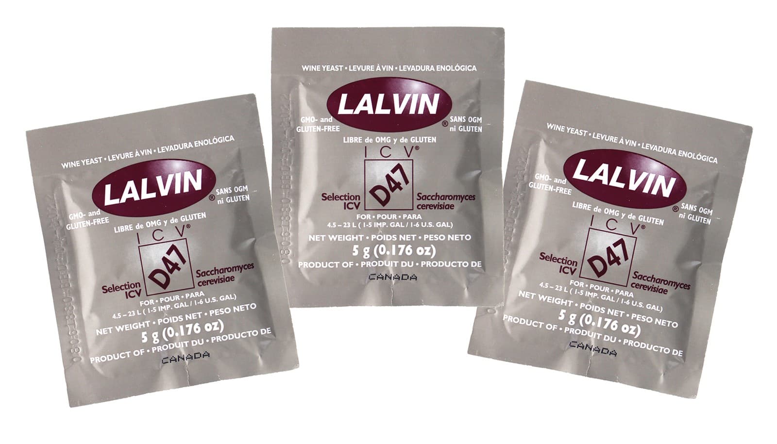 D-47 Saccharomyces cerevisiae Yeast 3 (5 g. Pouchs)