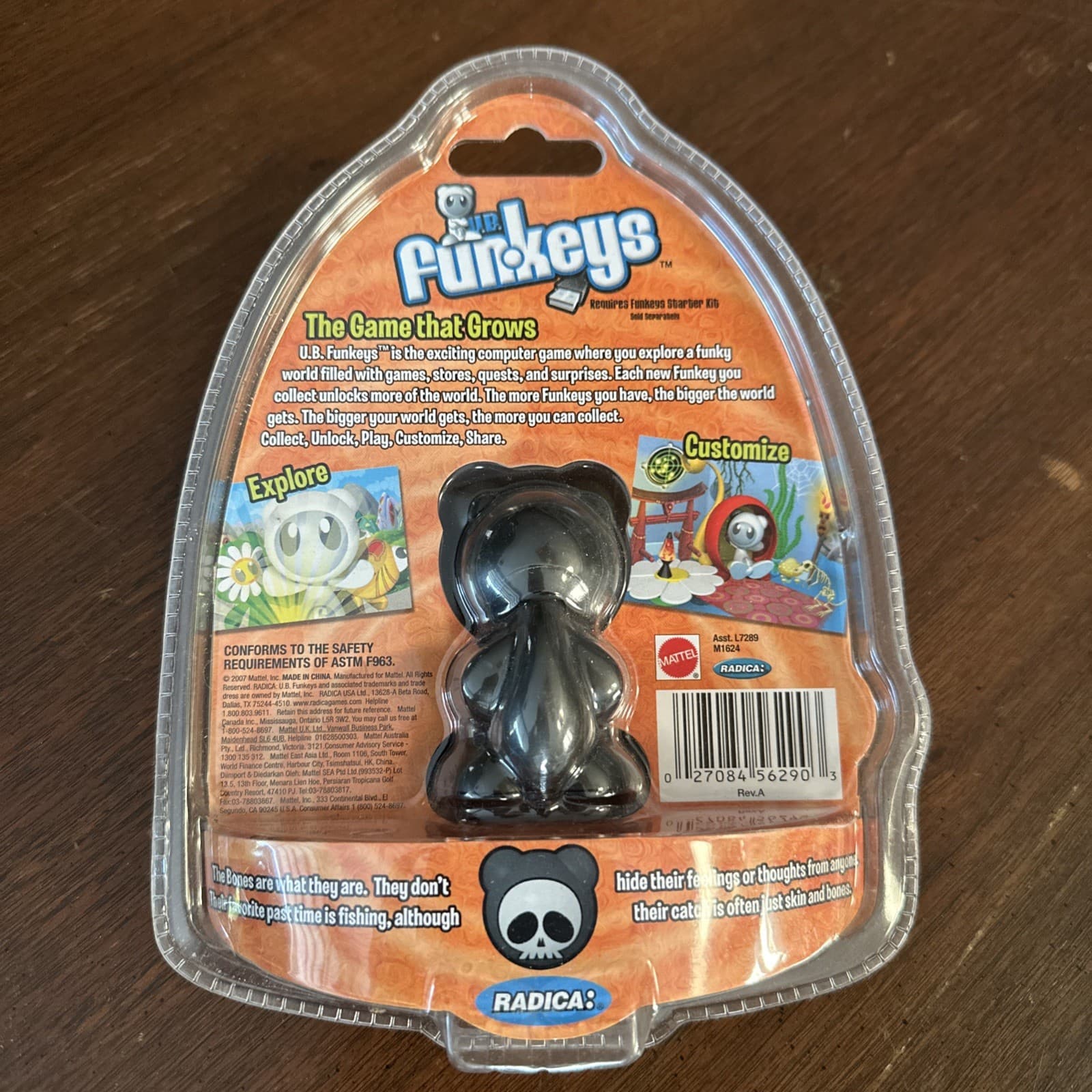 Funkeys Bones Black Skeleton Figure Computer Game 8+ RADICA - NEW - Sealed 2