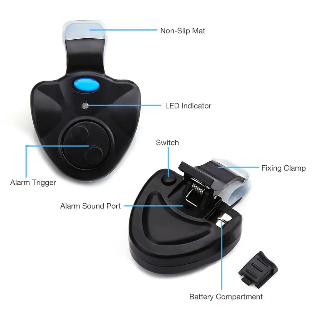 4PCS Fishing Bite Alarm,Electronic LED Clip On Fish Rod Fishing Bite Sound Alarm 6