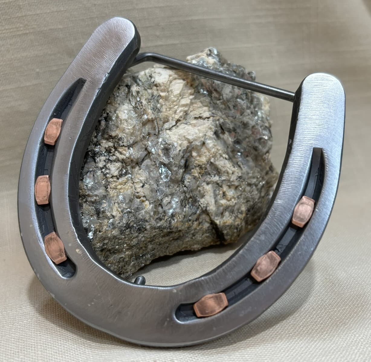 Western Style Cowboy-Cowgirl Rodeo 2” Belt Buckle Steel Horseshoe, Copper Nails 2