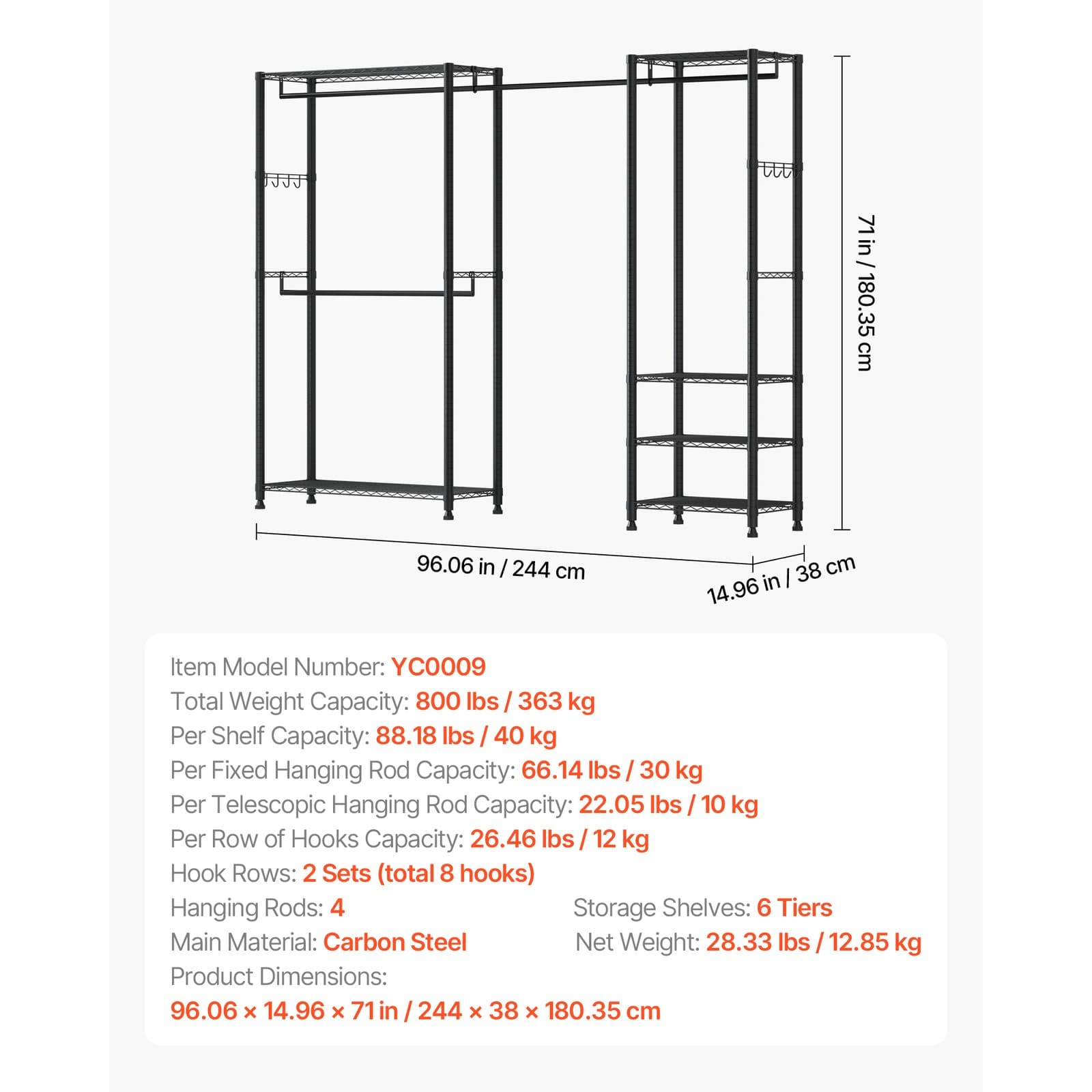 Uimoso Freestanding Closet Organizer with Durable Carbon Steel Frame 3