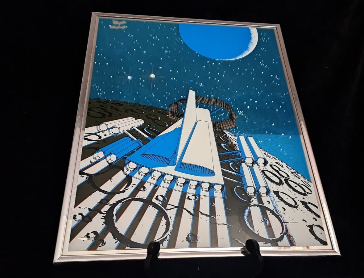 Pop Art Mirror By Turner Design "Ship Return To Earth" Made In USA 1960 / 70's