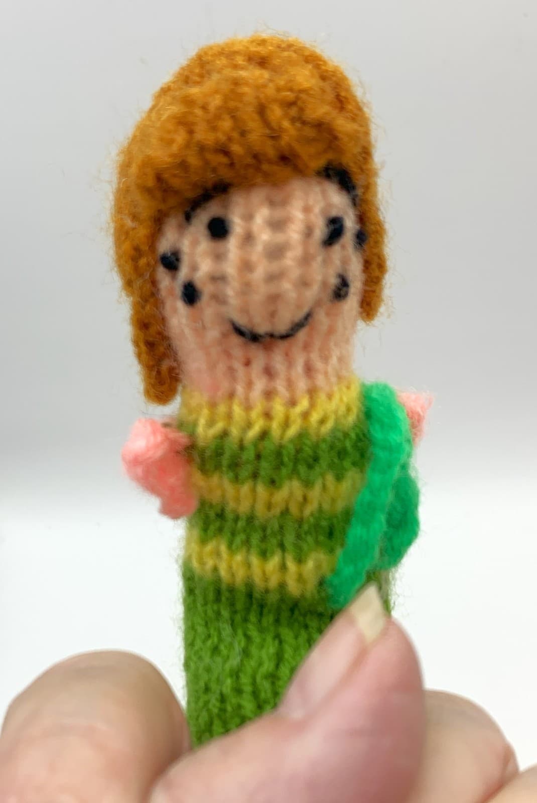 Cute Lot of 4 Fine Knitted FINGER PUPPETS Snowman Girl Puppy Dog Tiger Too Cute! 4