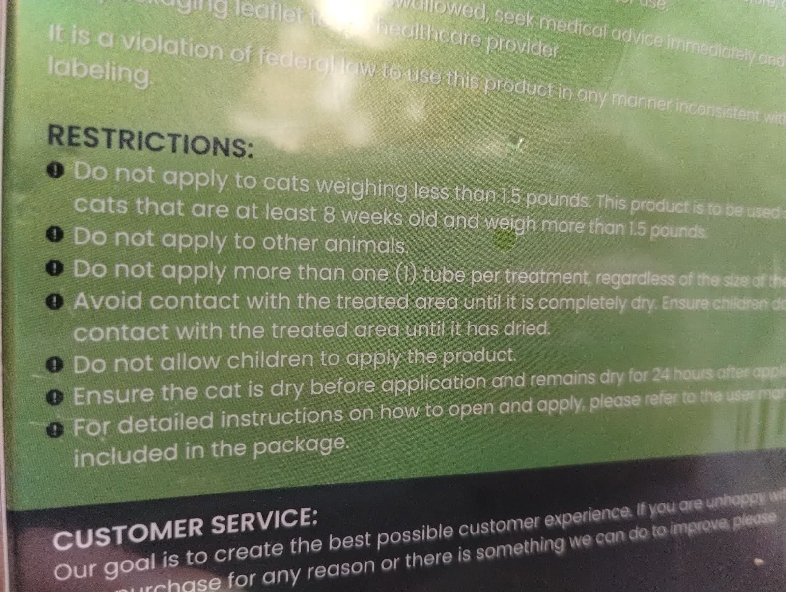 TriOak FLEA & TICK Prevention SPOT TREATMENT for CATS over 1.5lbs - 6 Count pack 3