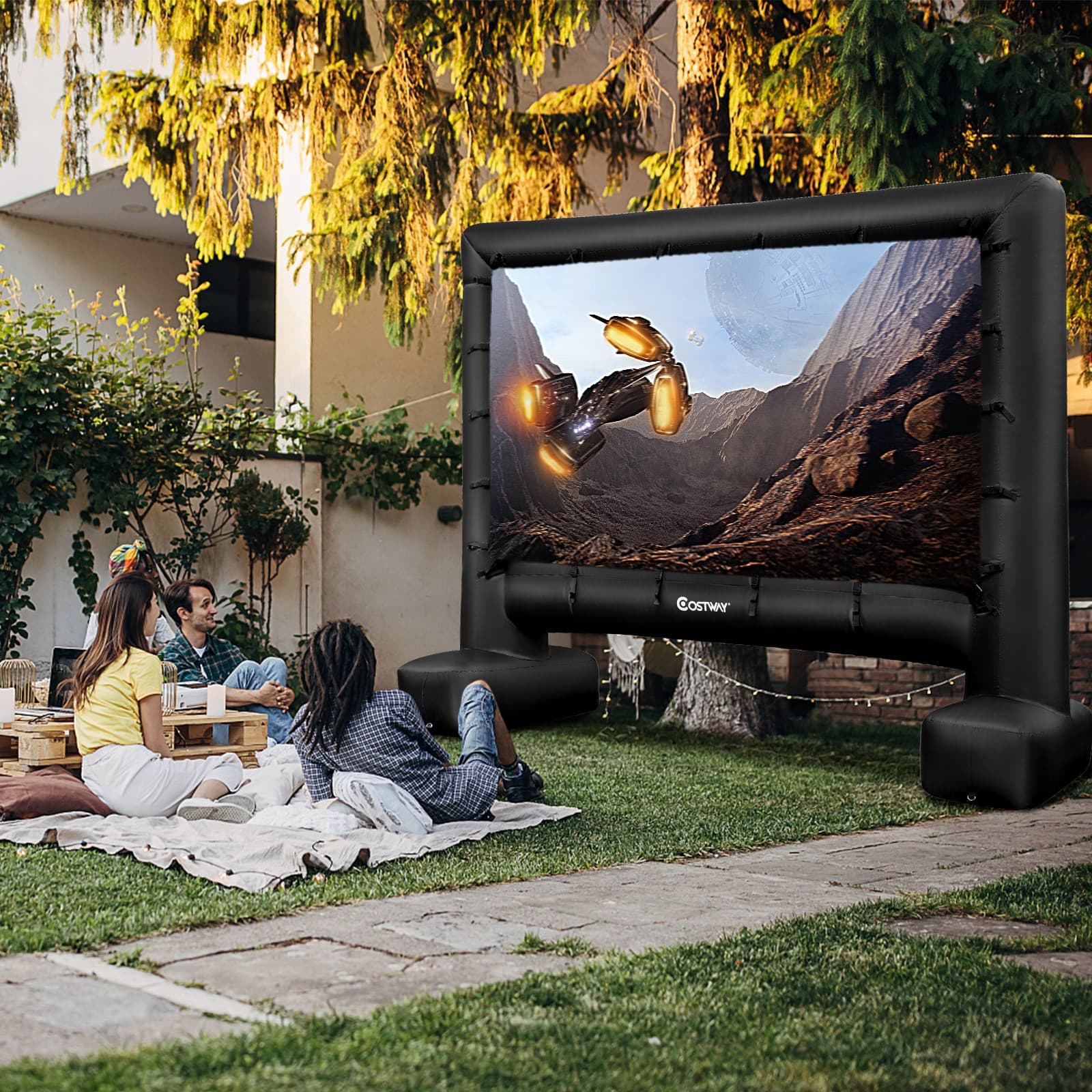 15 Ft Inflatable Movie Screen Outdoor Projector Screen w/ Air Blower Carry Bag 2