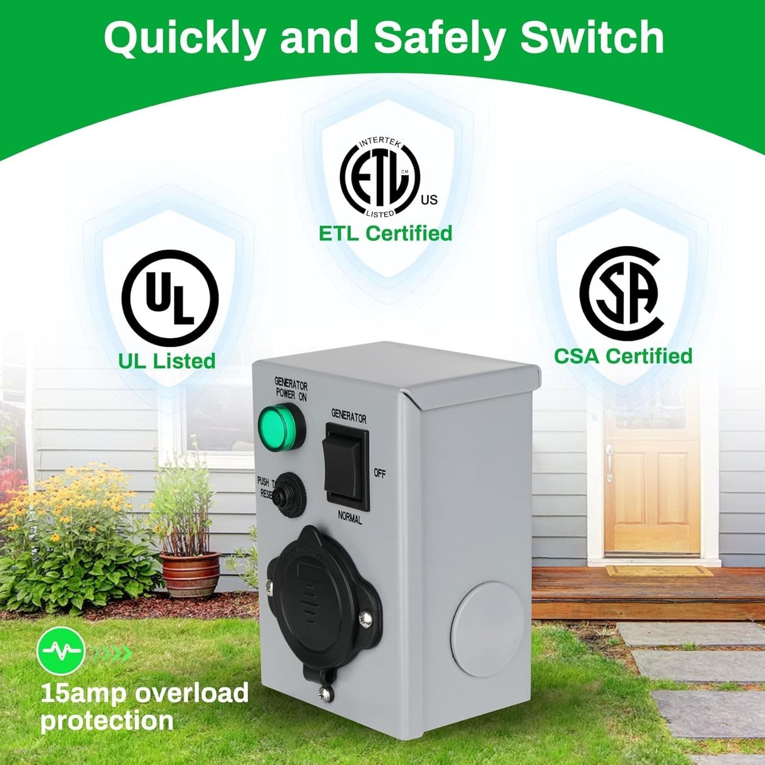 15 Amp Generator Transfer Switches, UL/ETL Listed Generator Manual Transfer Swit 3