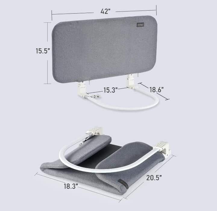 Vava Soo 41in portable folding bed rail, grey, new. 2