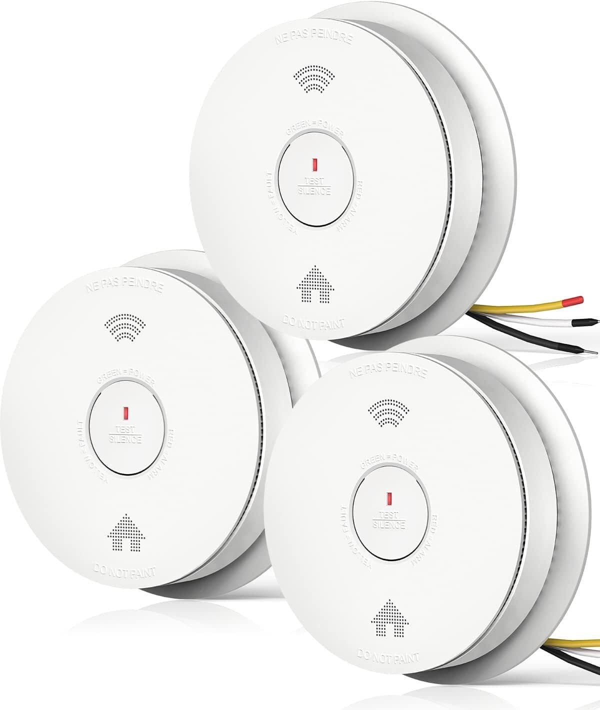 SITERWELL Hardwired 2 in 1 Smoke Carbon Monoxide Detector with Batteries Back Up