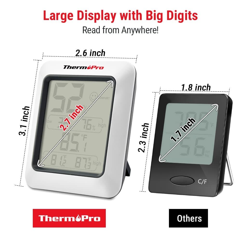 ThermoPro TP50 3 Pieces Digital Hygrometer Indoor Thermometer Room White  6