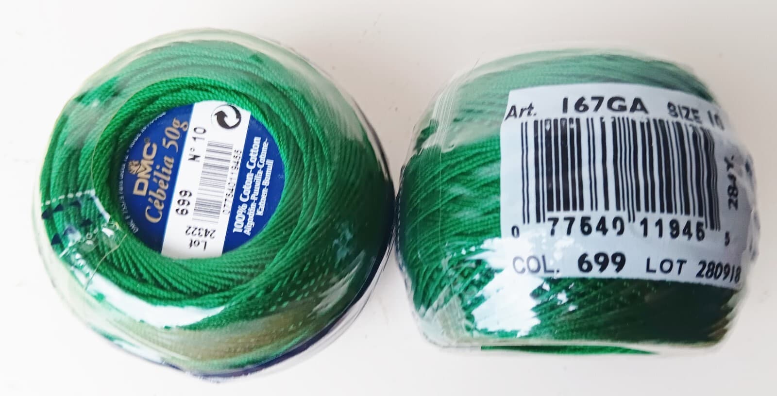 DMC Crochet Thread Dark GREEN Cebelia Size 10 Made In France New Lot Of 2 2