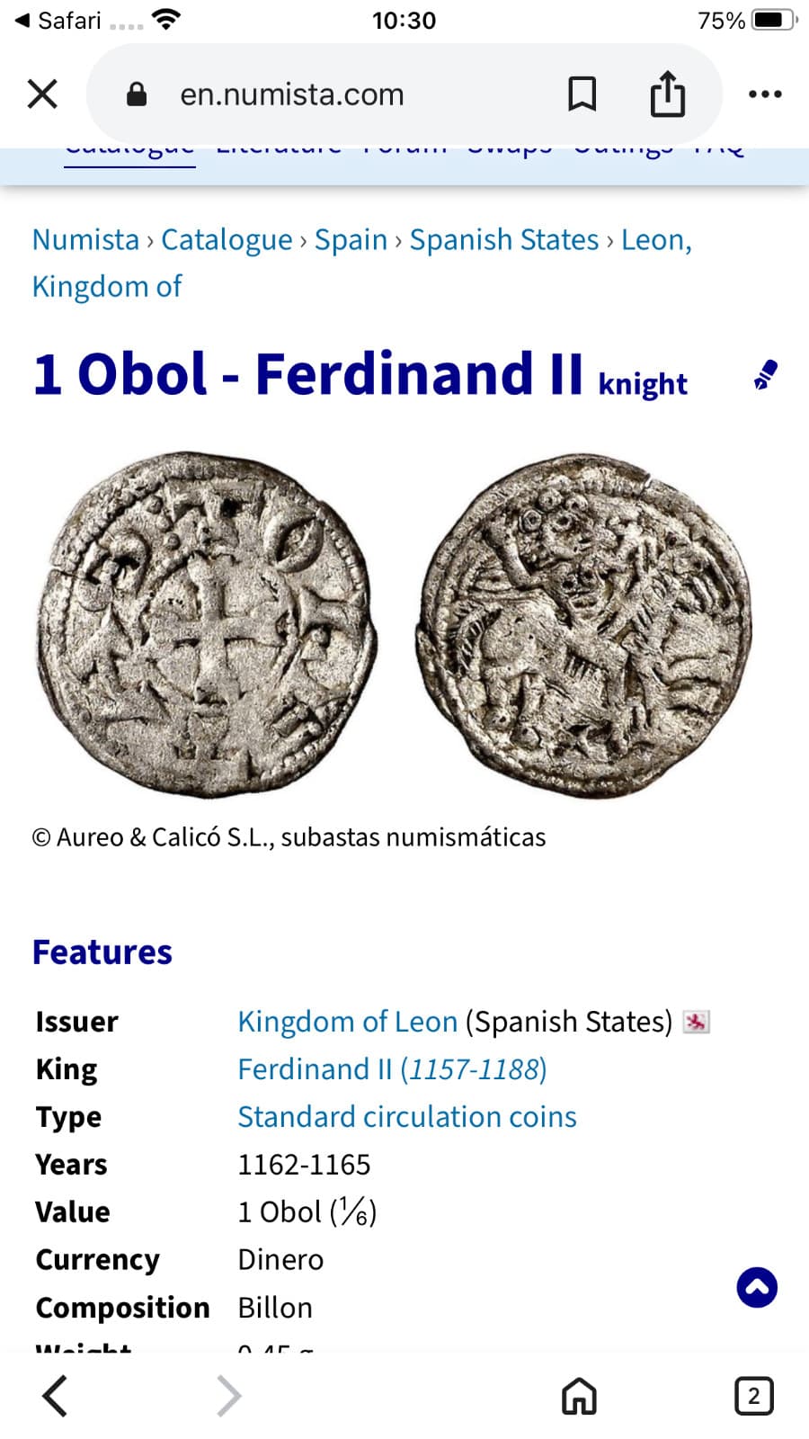 Región of Leon, King Ferdinand Il, excellent condition very rare óbol 1162-1165 4