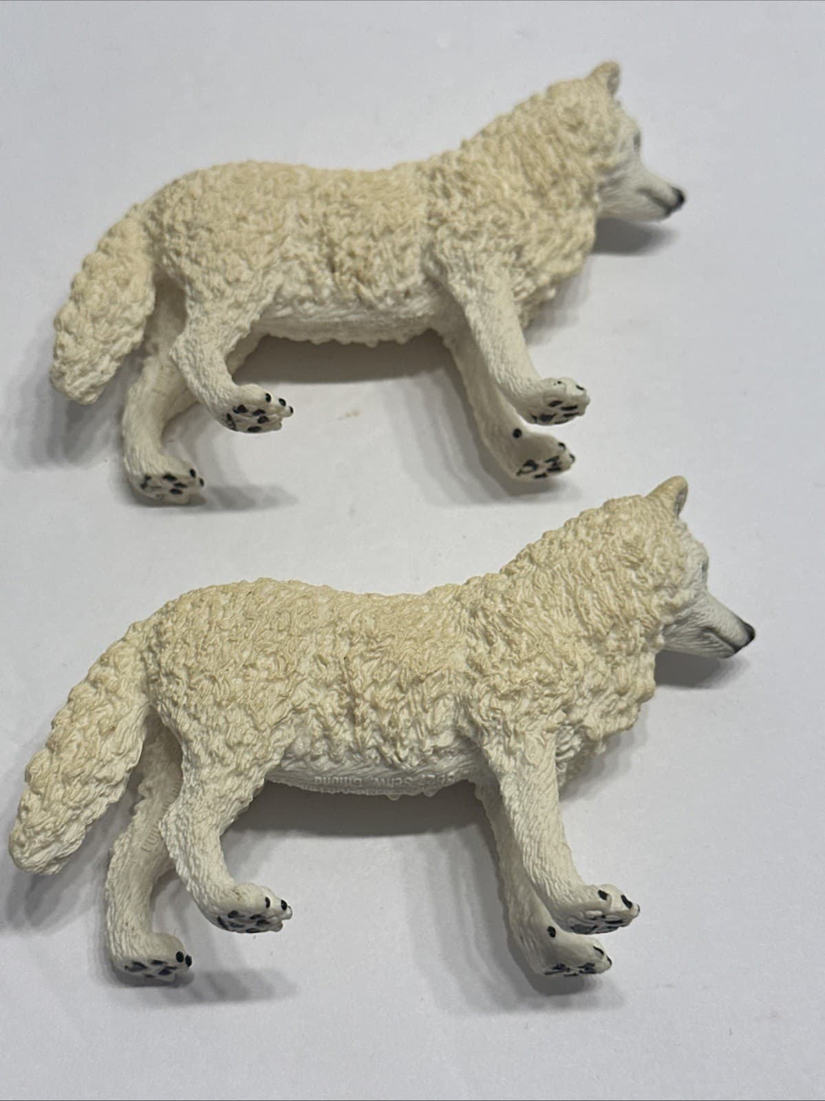 Pair Schleich WHITE ARCTIC WOLF Adult Wildlife Figure 3.5" Length x 2.5" Height 3