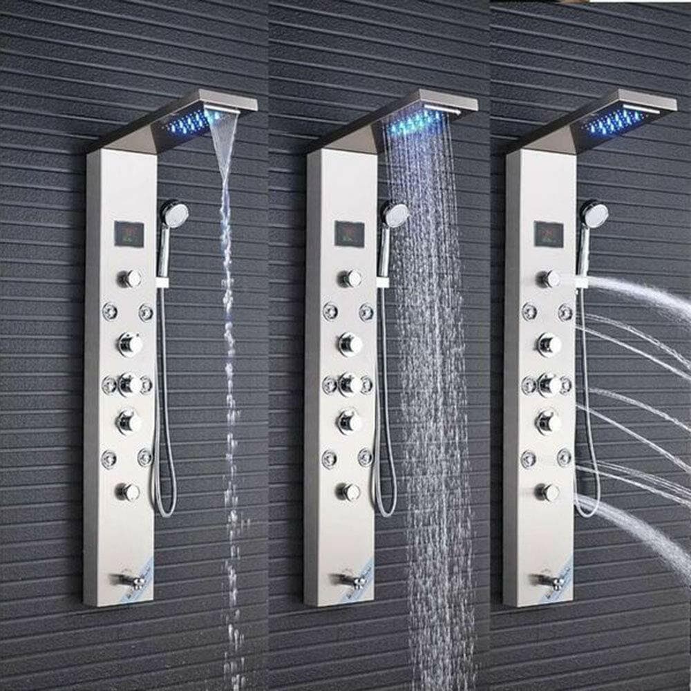 Shower Panel Tower System Stainless Steel 6-Function Faucet LED Rain&Waterfall 6