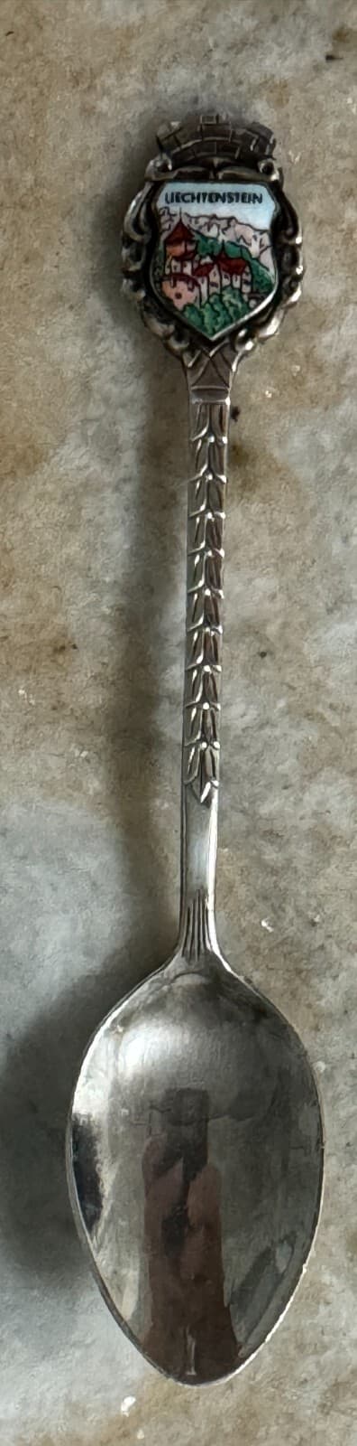 VTG LIECHTENSTEIN Enamel Crest Royalty Germany Silverplate Souvenir Spoon