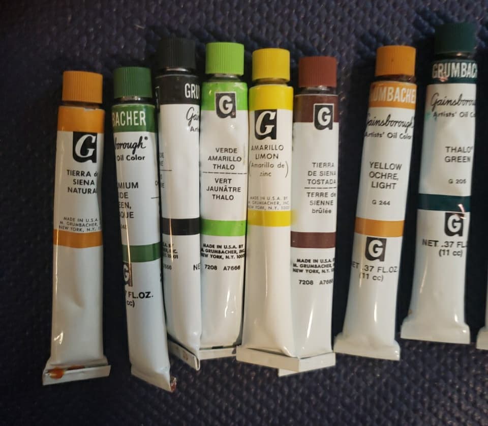 Vintage Grumbacher Oil Paints 6 .37 ml Tubes Lot of 12 Partials "J" 3