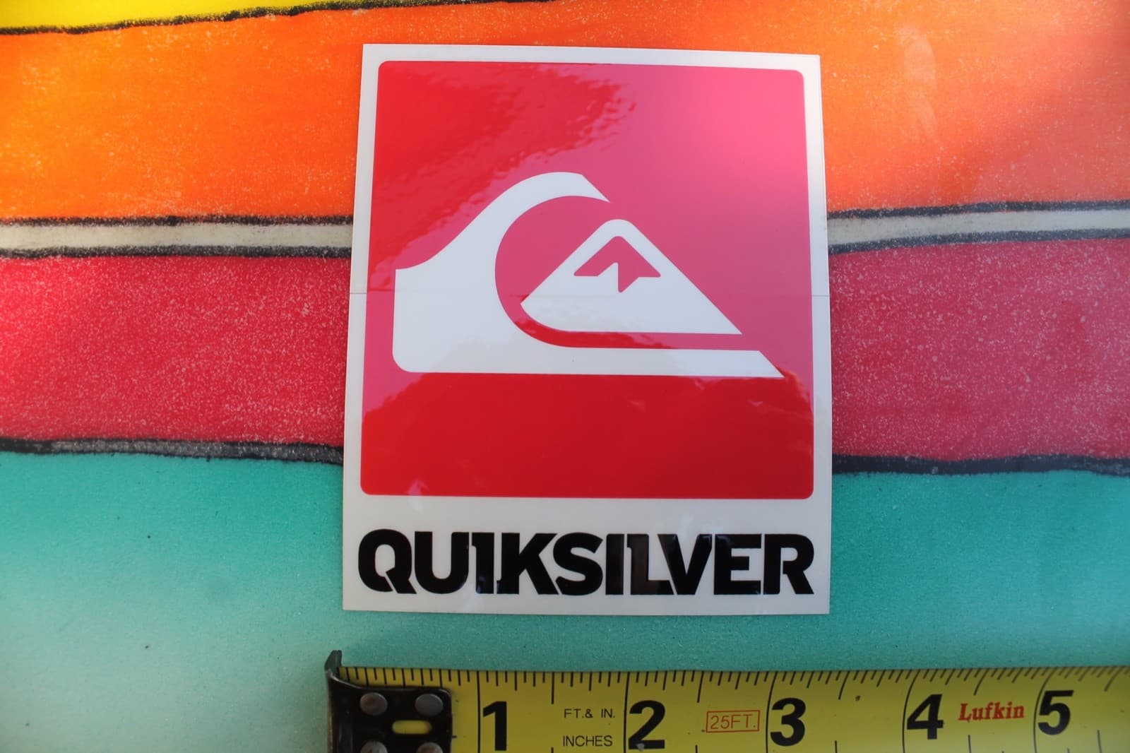 QUIKSILVER Surfboards Mountain Clear Window Red Black Vintage Surfing STICKER