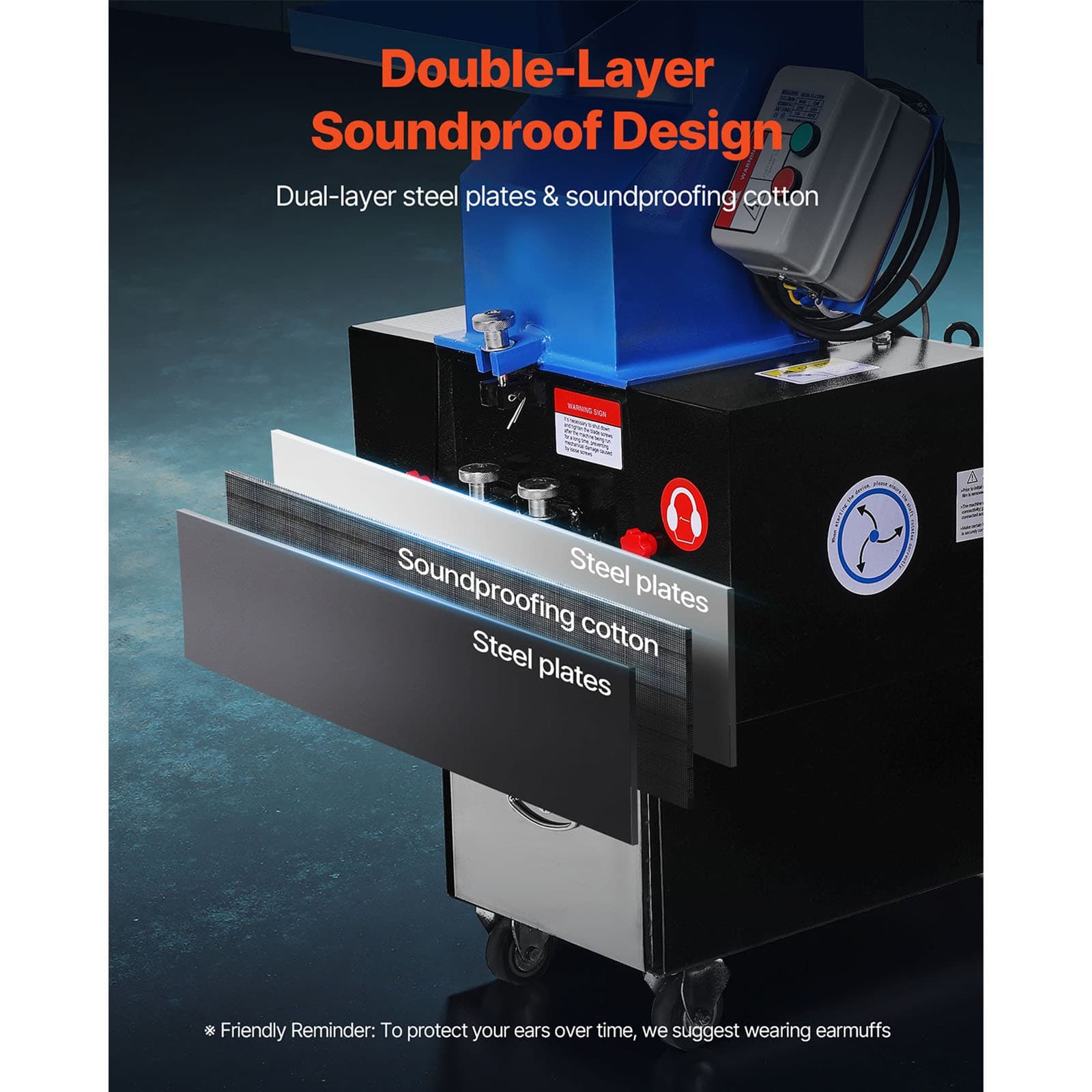 Uimoso Plastic Shredder Crusher 2.2KW Granulator Recycling Machine 220V 3-Phase 4