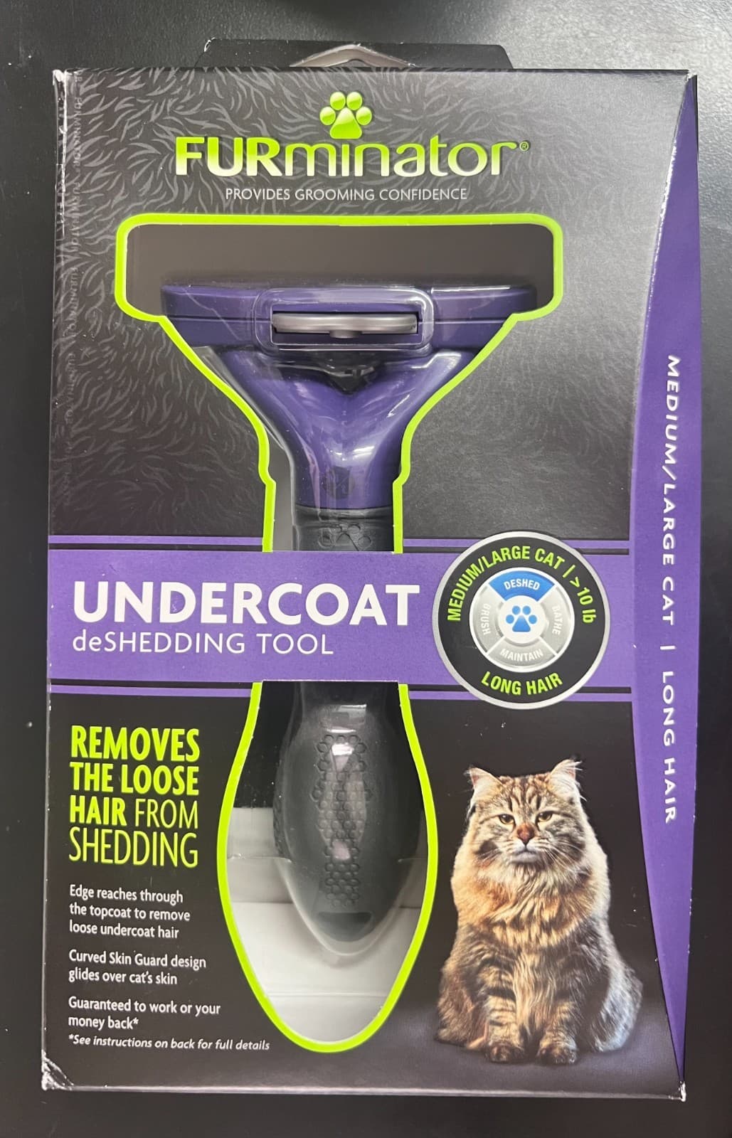 FURminator Undercoat Deshedding Tool For Medium/Large Cats Long Hair 9282