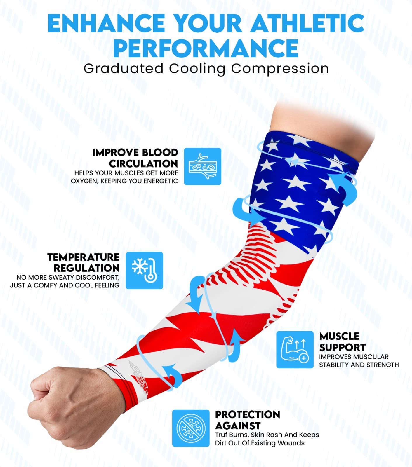 Exxact Sports 1 Pair Compression Arm Sleeves for Adult & Youth 3