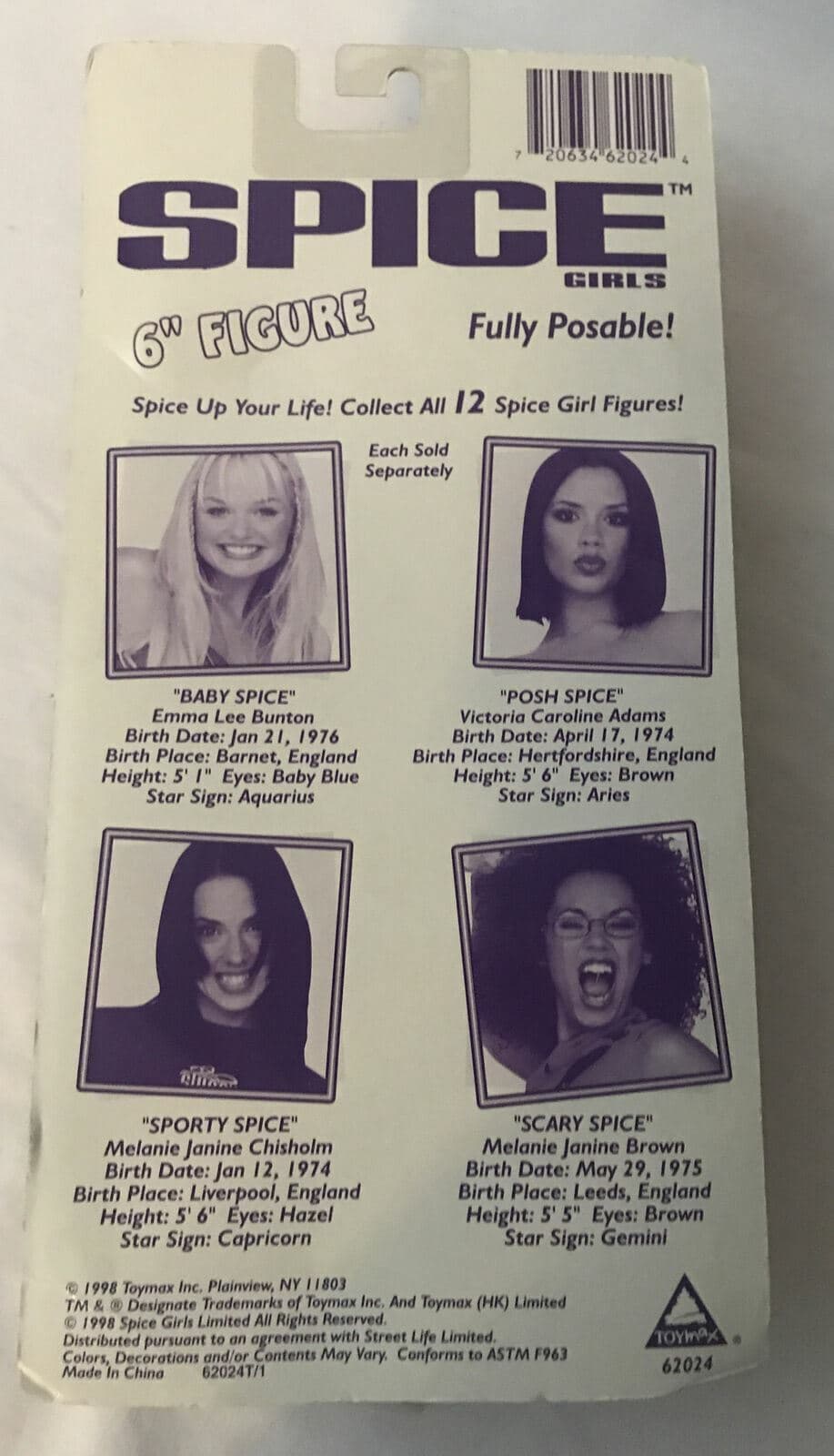 SPICE GIRLS SCARY POSABLE FIGURE 1998 TOYMAX NEW IN BOX 4