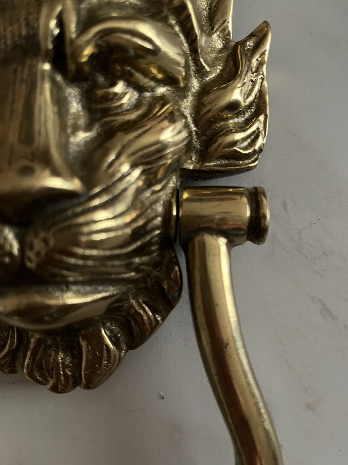 LARGE 9" ANTIQUE c.1925 LION HEAD ARCHITECTURAL SALVAGE DOORKNOCKER 5