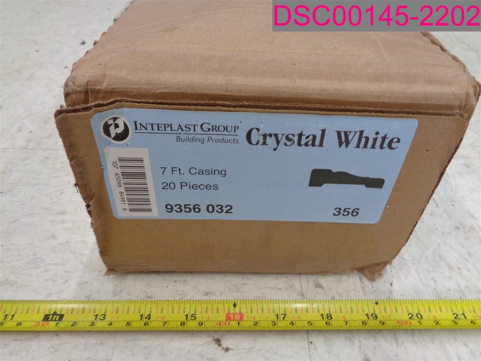 20 Pcs Inteplast Group Building Products 7 Ft. Casing 356 Crystal White 9356 032