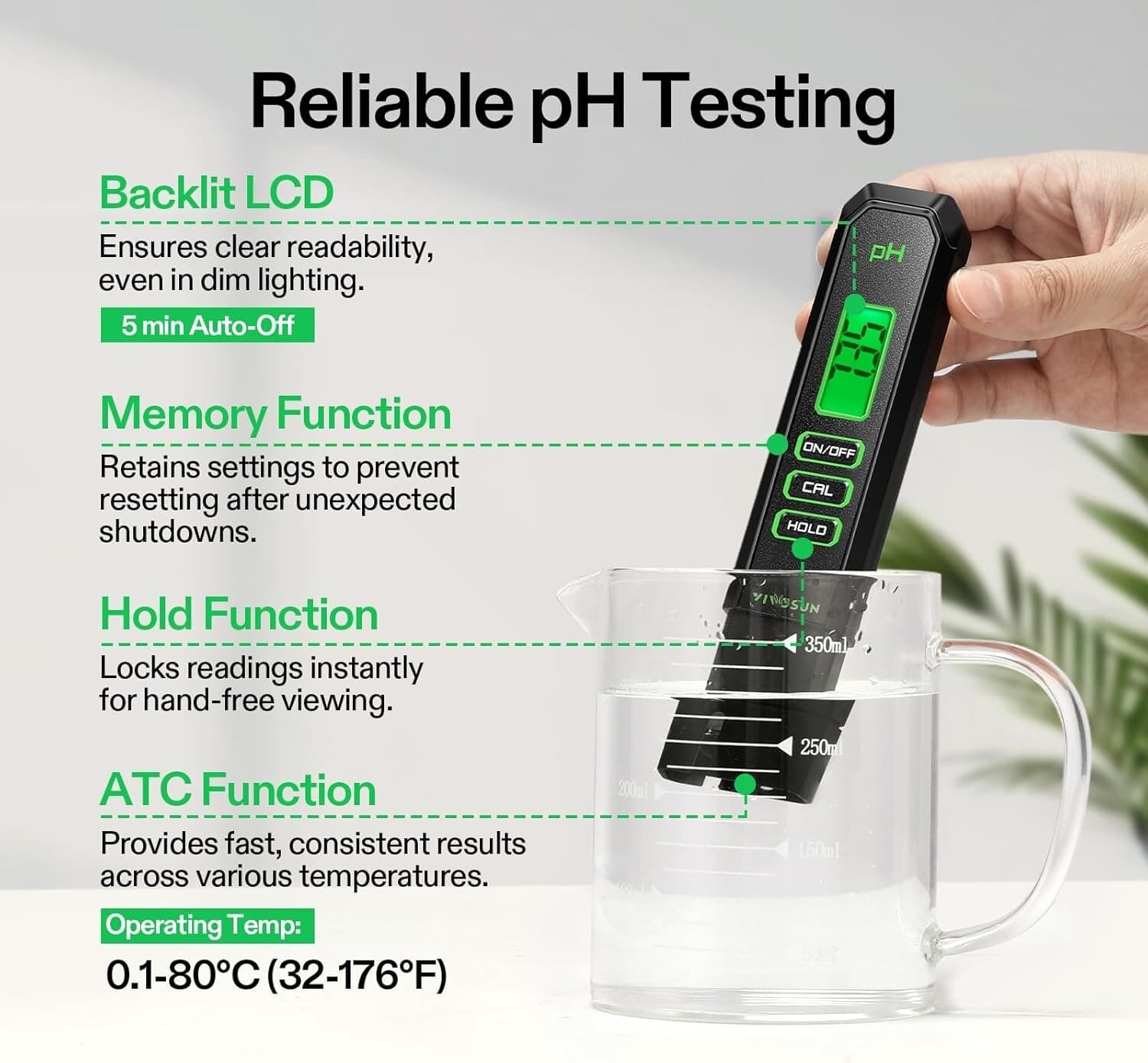 VIVOSUN Digital pH Meter, 3-in-1 TDS/EC/Temperature Meter Soil Moisture Combo 2
