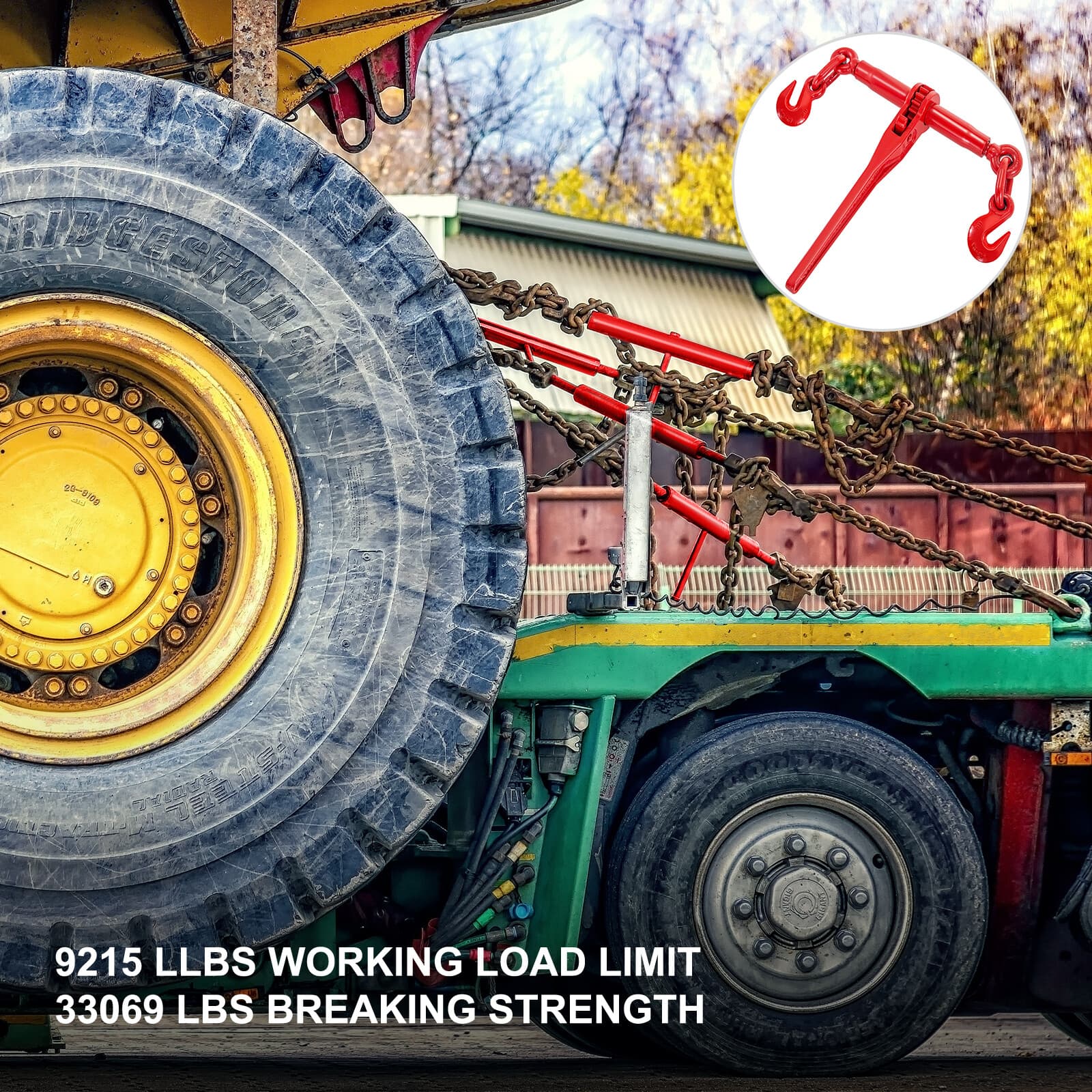 2 Pack Ratchet Binder 3/8"- 1/2" Tie Down Chain Load Binders for Securing 2