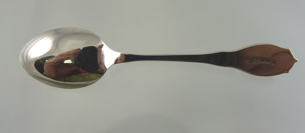 STERLING & ENAMEL SOUVENIR SPOON SASKATOON CANADA BY makers mark rubbed 2