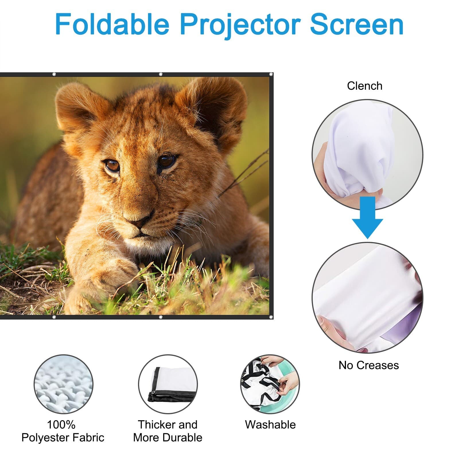 Outdoor Projection Screen 120" Washable & Portable 16:9 4K HD Home Party Theater 2