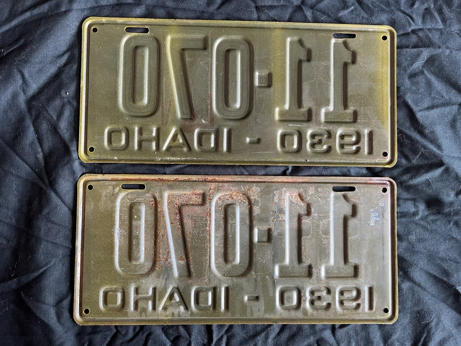 Retired 1930 NOS Idaho Steel License Plates 4