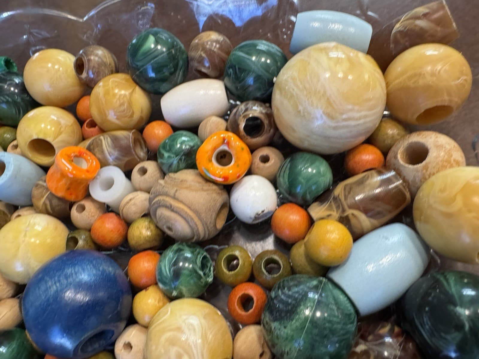 Vintage Macrame Wooden Ceramic Plastic Big Beads