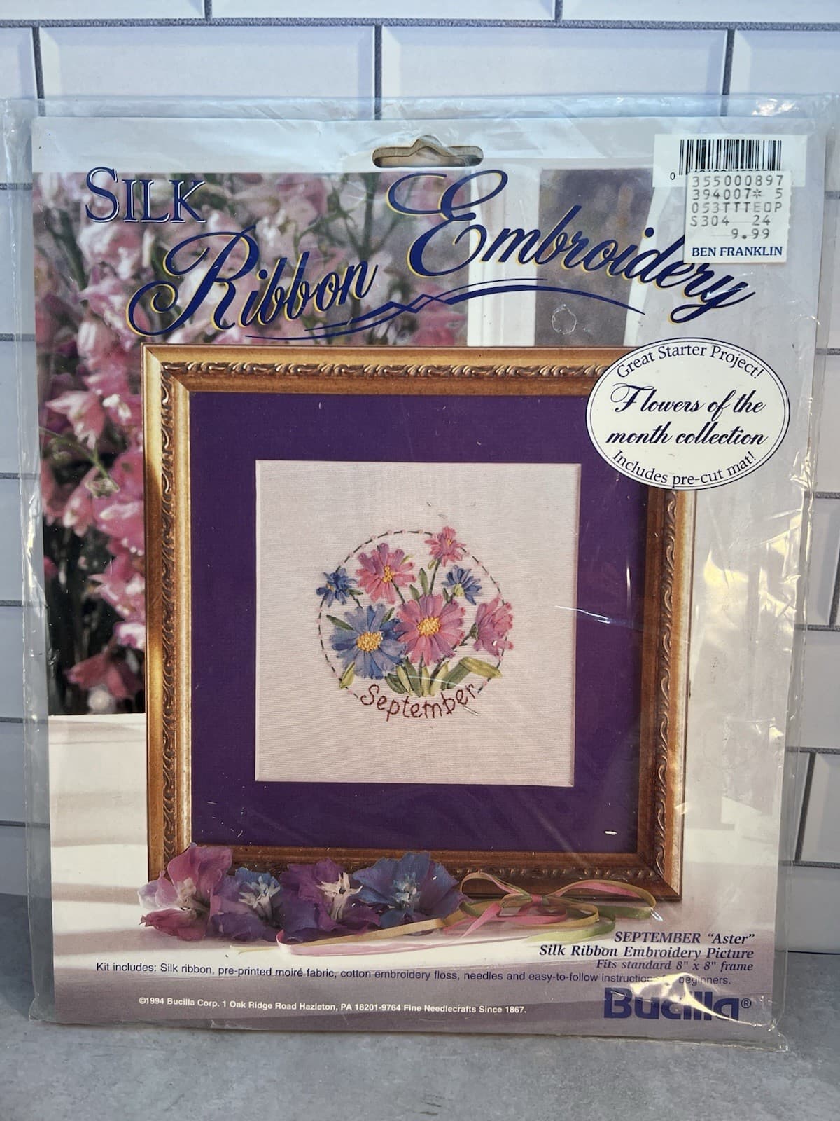 Bucilla Silk Ribbon Embroidery Kit “September ~ Aster”  #40963  New