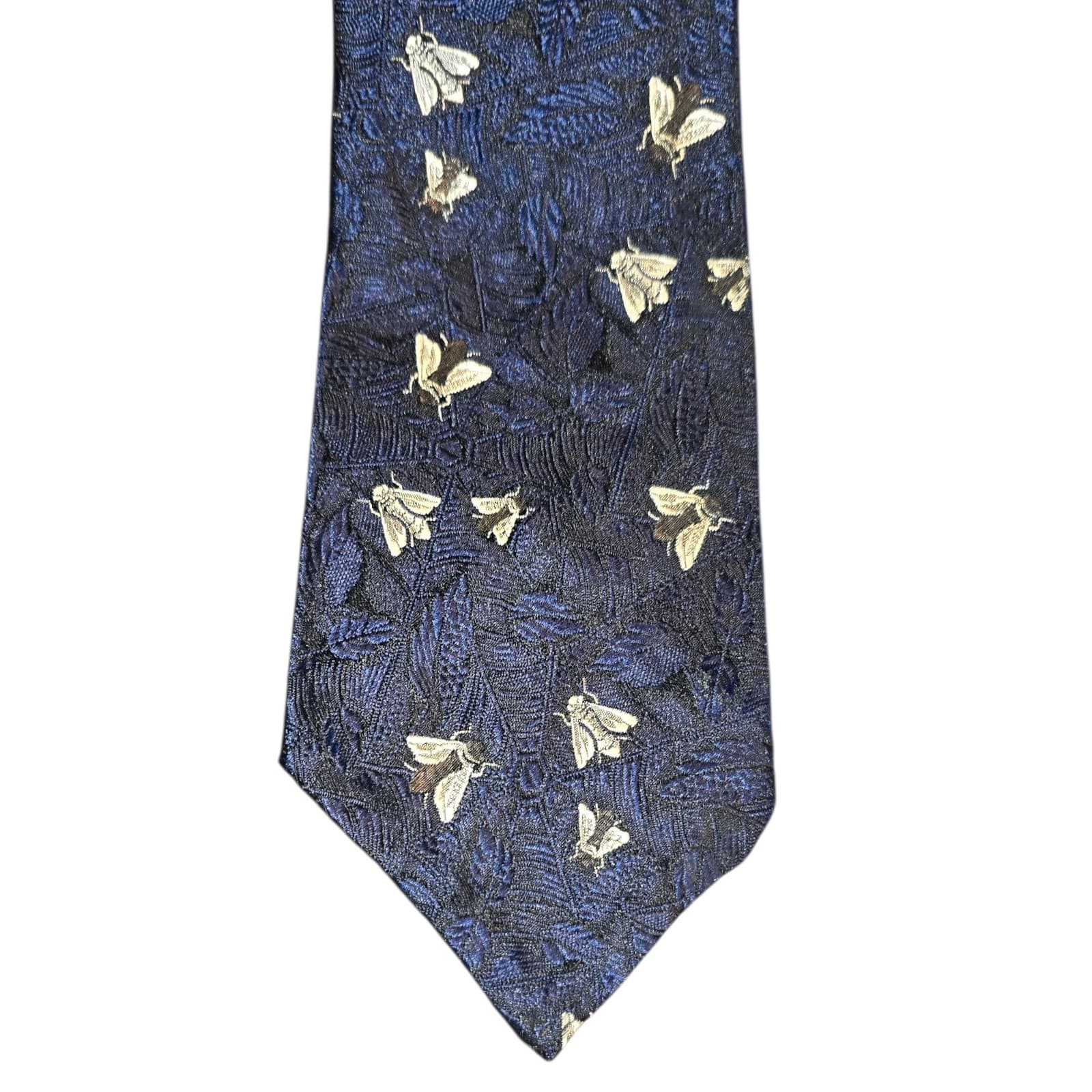 Vintage 1950s Marea Necktie Spiderwebs Embroidered Flies Insects Handmade Italy 3