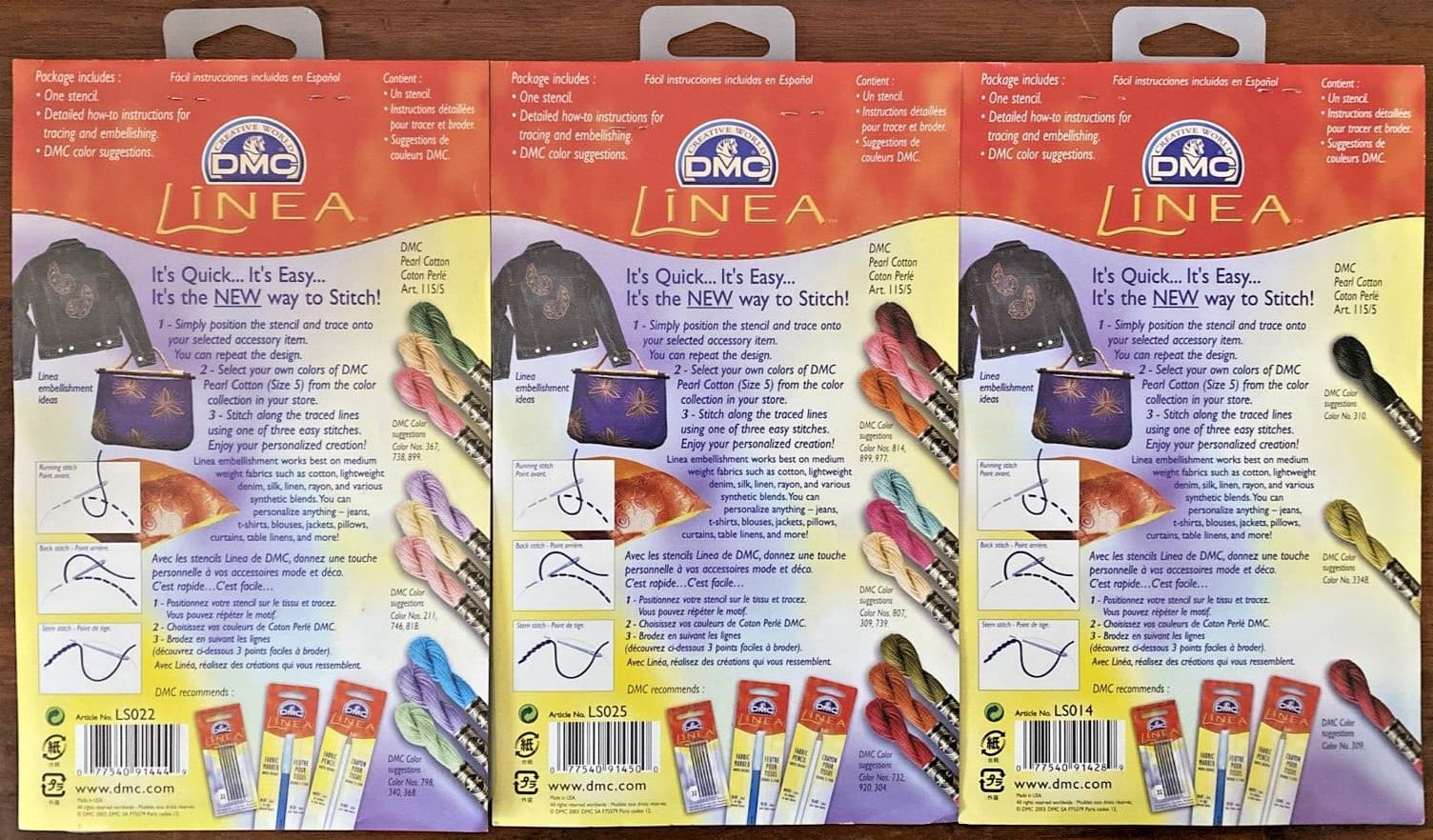 Lot of 3 DMC Linea Springtime Themed Stencils Flowers & Vines 5" x 8" New! 2