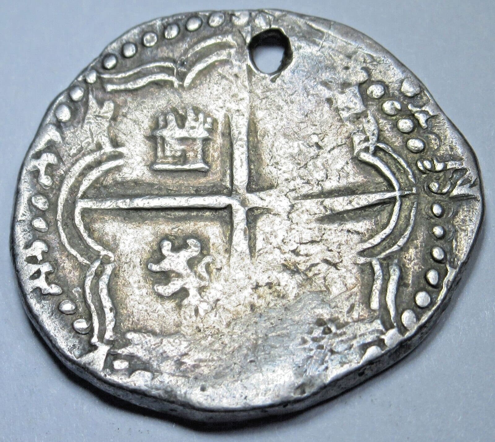 1586-89 Philip II Bolivia Rare A Assayer 1 Reales 1500's Spanish Silver Cob Coin 2