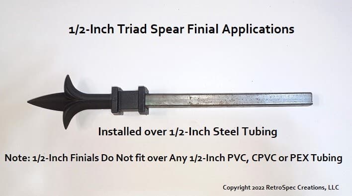 10 EACH (1/2-INCH) BLACK PLASTIC IRON FENCE FINIAL TOPS 1-50 TRIAD SPEAR 4