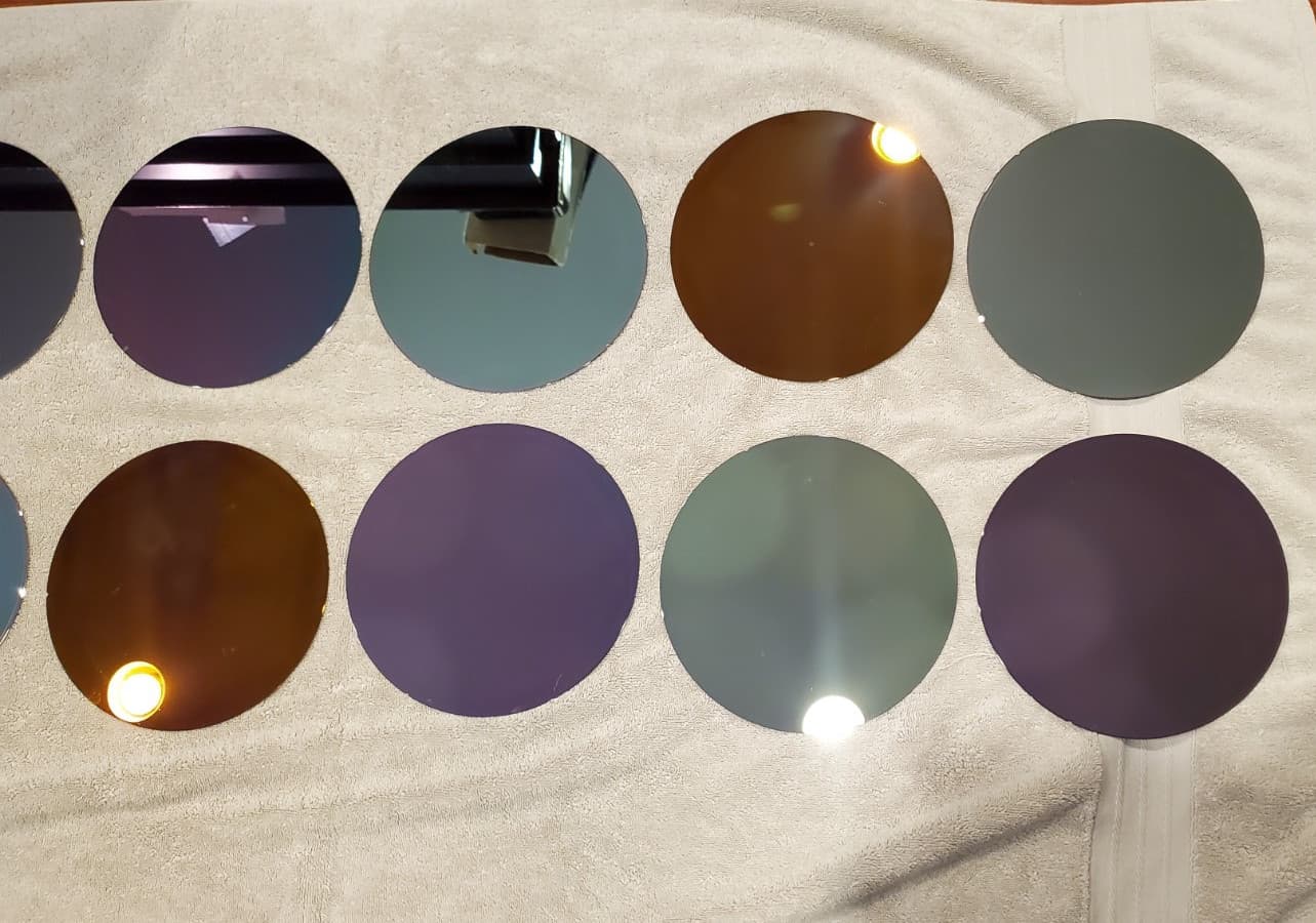 12 PC Lot 200mm 8" Semiconductor Silicon Test Wafers Different Color Plating 5