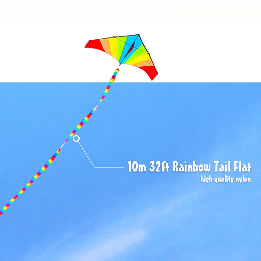 10M/32ft Black & Green & Rainbow Kite Tail for Single Line Kites Outdoor Toys 3