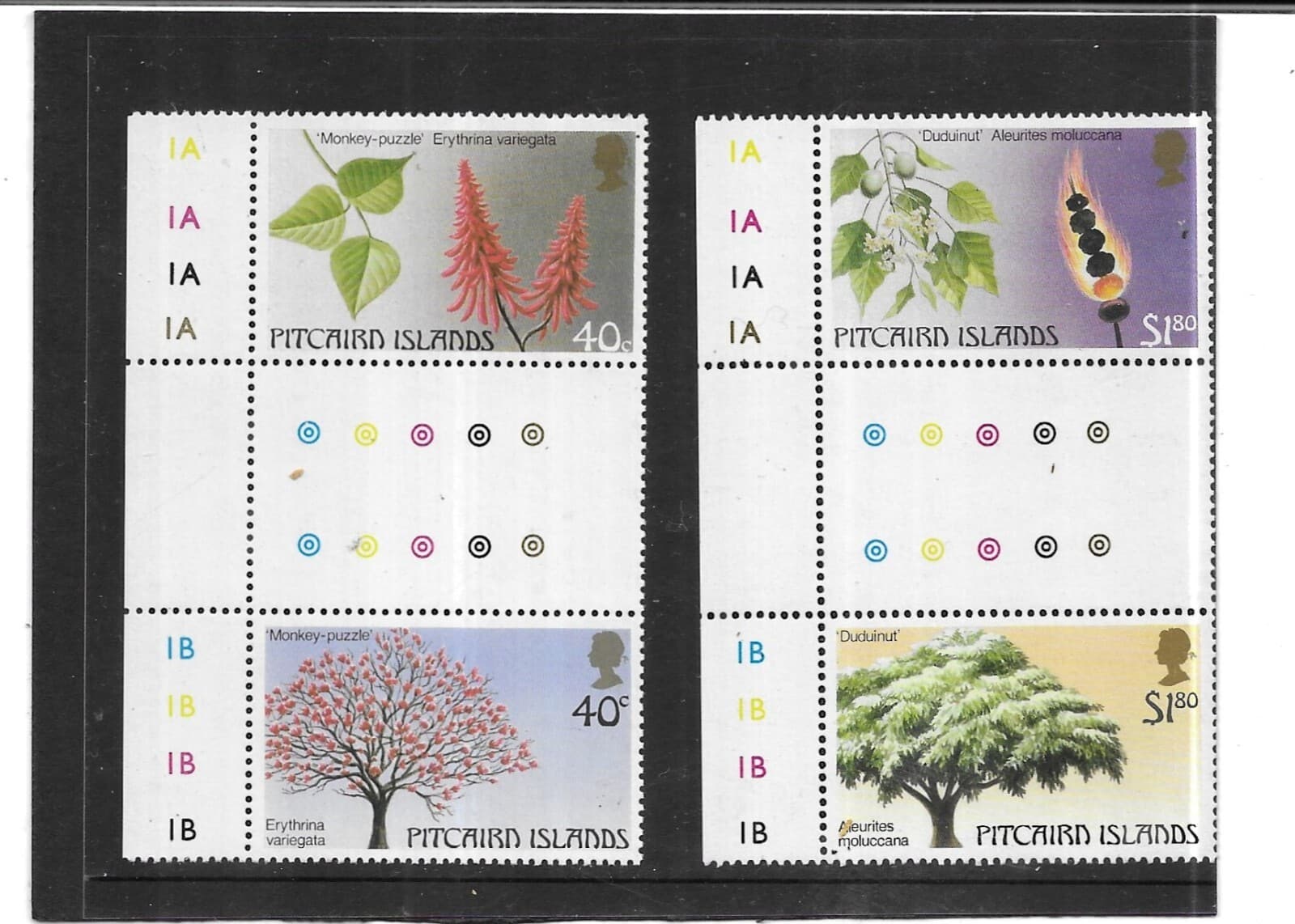 PITCAIRN ISLAND. 1987 TREES SET. MINT FULL GUM. AS PER SCAN.
